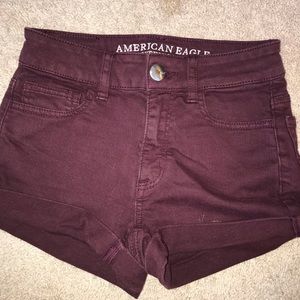 burgundy american eagle jean shorts